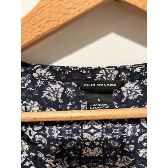 Club Monaco Womens Printed Long Sleeve Dress Size 6 Black y/White Floral Pattern - Picture 5 of 9